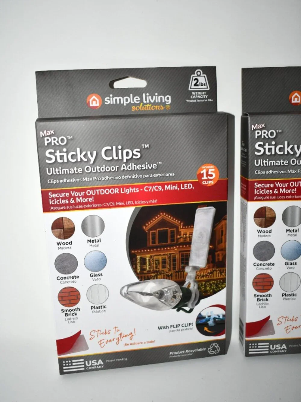 Simple Living Solutions Max Pro Sticky Light Clips, 15 Ct - Set of 3 Boxes Outdo